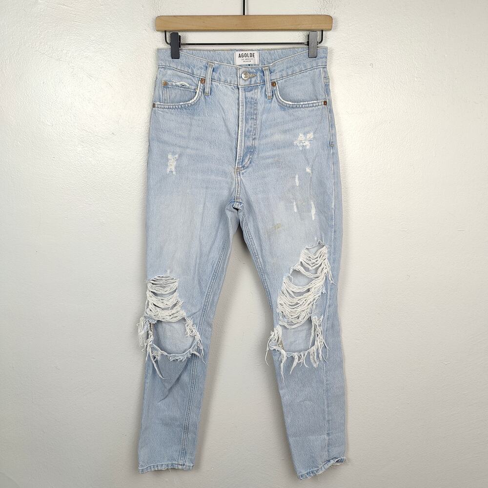 Agolde Jamie High Rise Classic Jeans Womens 26‎ Ever More Light Wash DIstressed